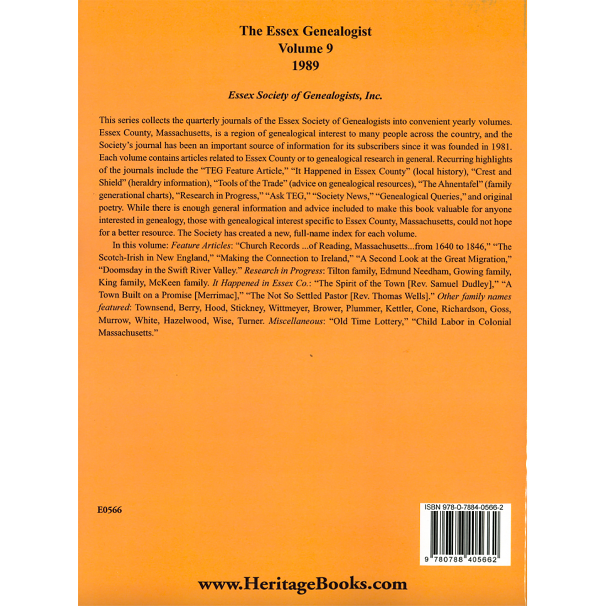 The Essex Genealogist, Volume 9, 1989