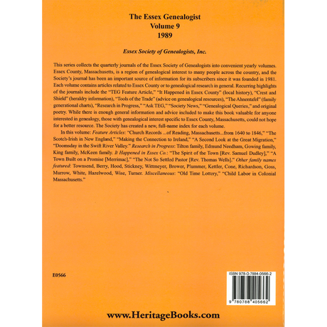 The Essex Genealogist, Volume 9, 1989