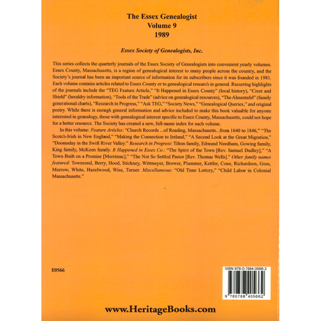 The Essex Genealogist, Volume 9, 1989