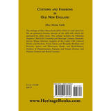 Customs and Fashions in Old New England back cover