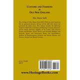 Customs and Fashions in Old New England back cover