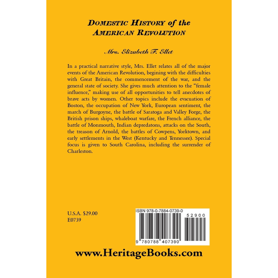 back cover of Domestic History of the American Revolution