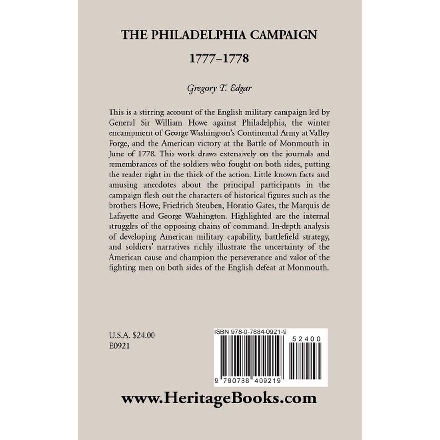 The Philadelphia Campaign, 1777-1778 back cover