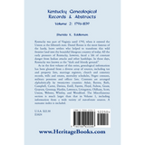 Kentucky Genealogical Records and Abstracts, Volume 2: 1796-1839 back cover