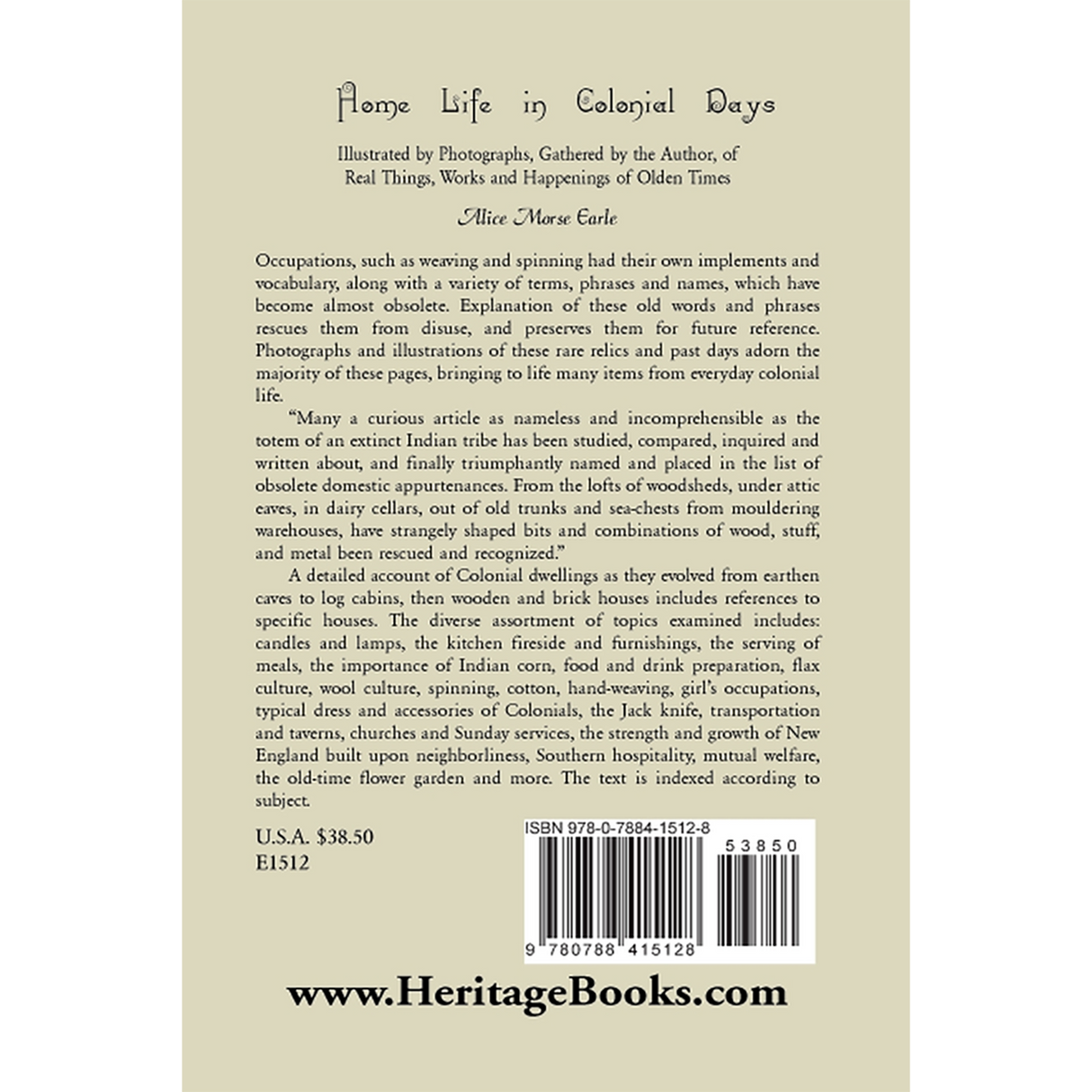 Home Life in Colonial Days back cover