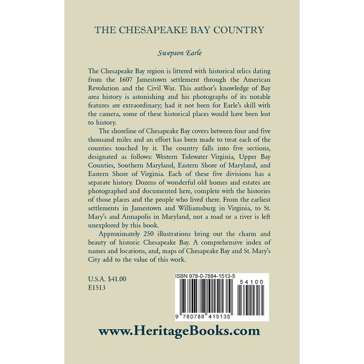 The Chesapeake Bay Country back cover