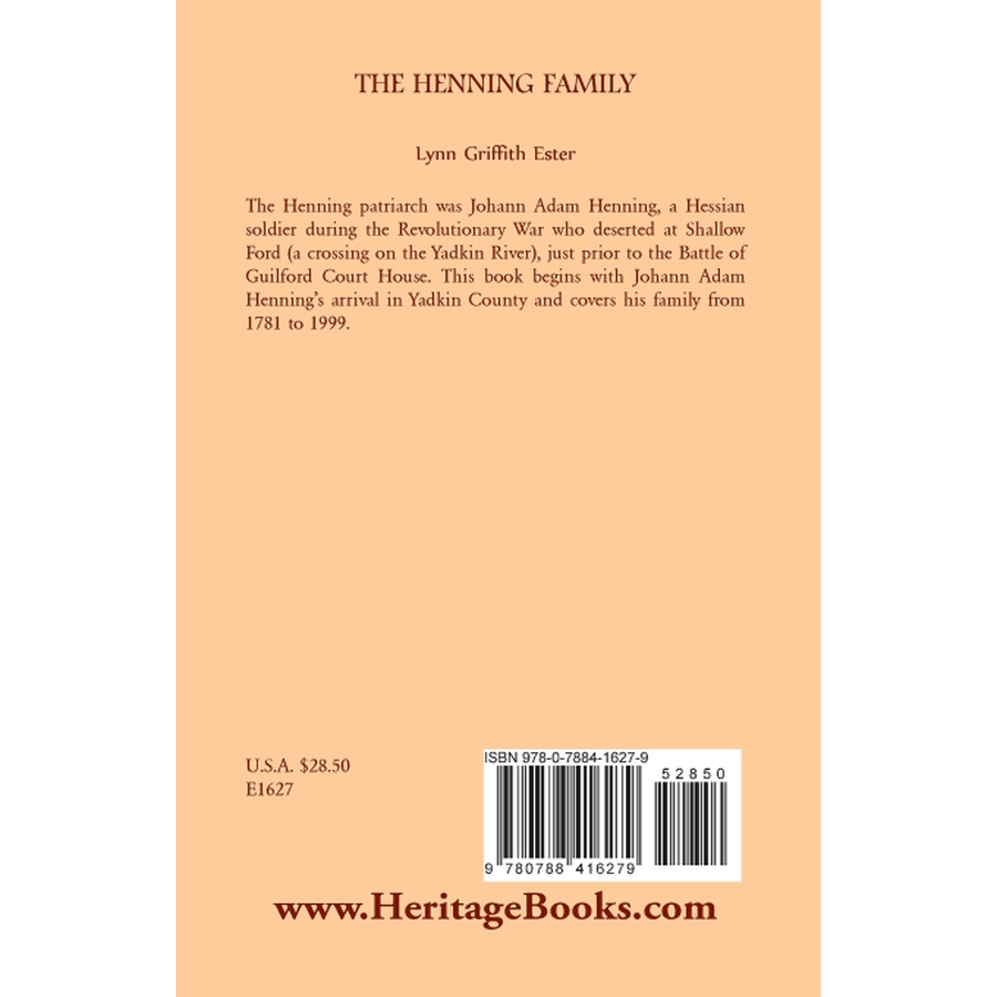 back cover of The Henning Family