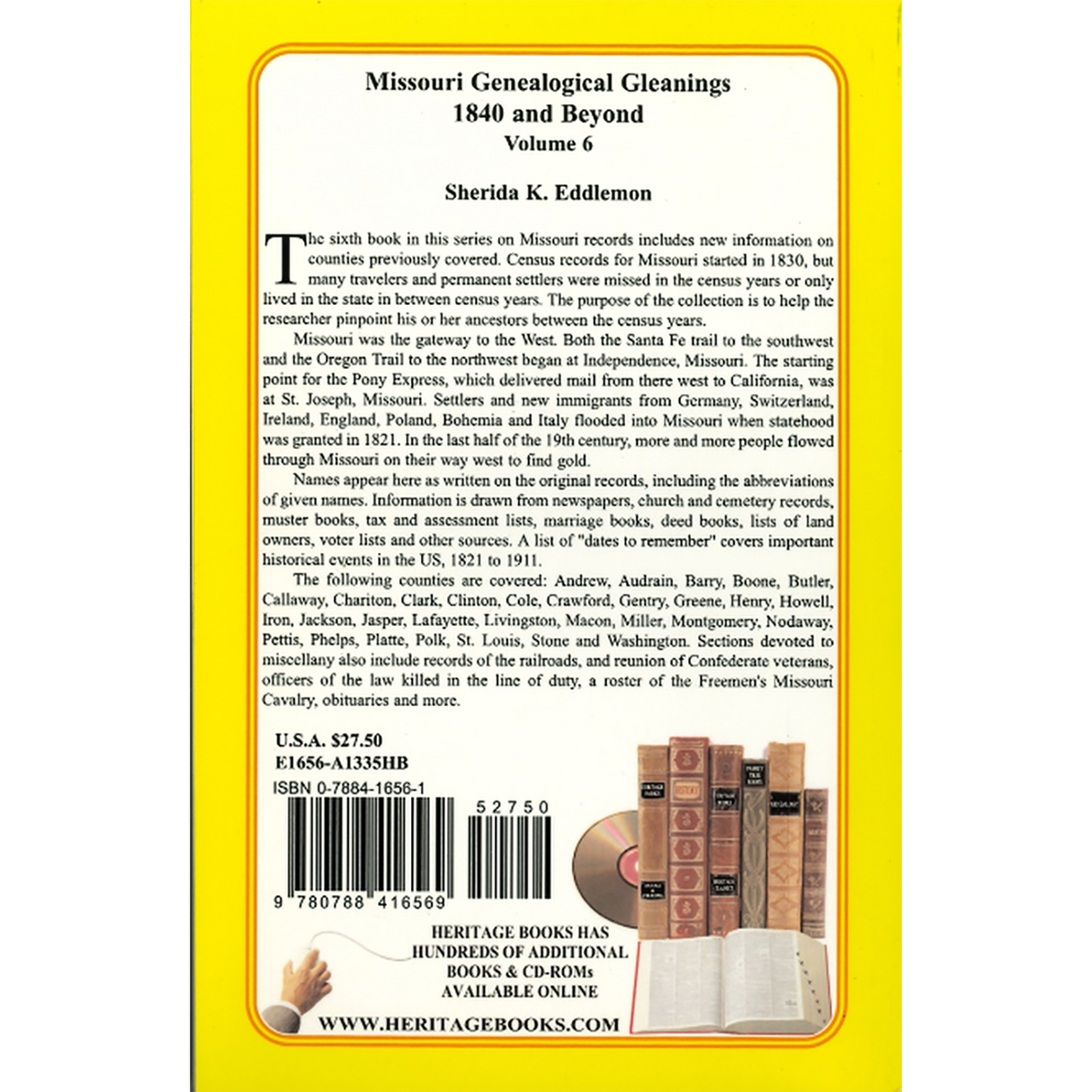 Missouri Genealogical Gleanings 1840 and Beyond, Volume 6 back cover