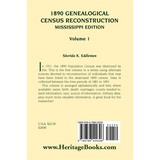 1890 Genealogical Census Reconstruction, Mississippi, Volume 1 back cover