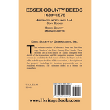 Essex County Deeds 1639-1678, Abstracts of Volumes 1-4, Copy Books, Essex County, Massachusetts back cover