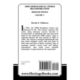 1890 Genealogical Census Reconstruction, Missouri, Volume 1 back cover
