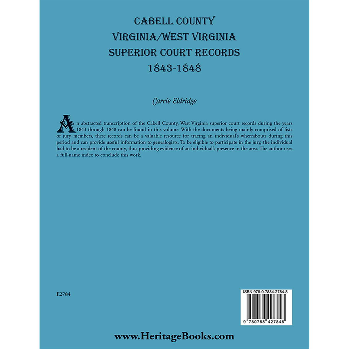 Cabell County, Virginia/West Virginia Superior Court Records, 1843-1848 back cover