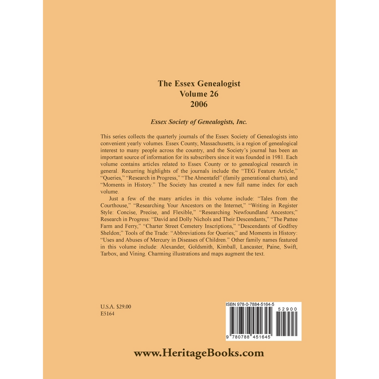 The Essex Genealogist, Volume 26, 2006 back cover