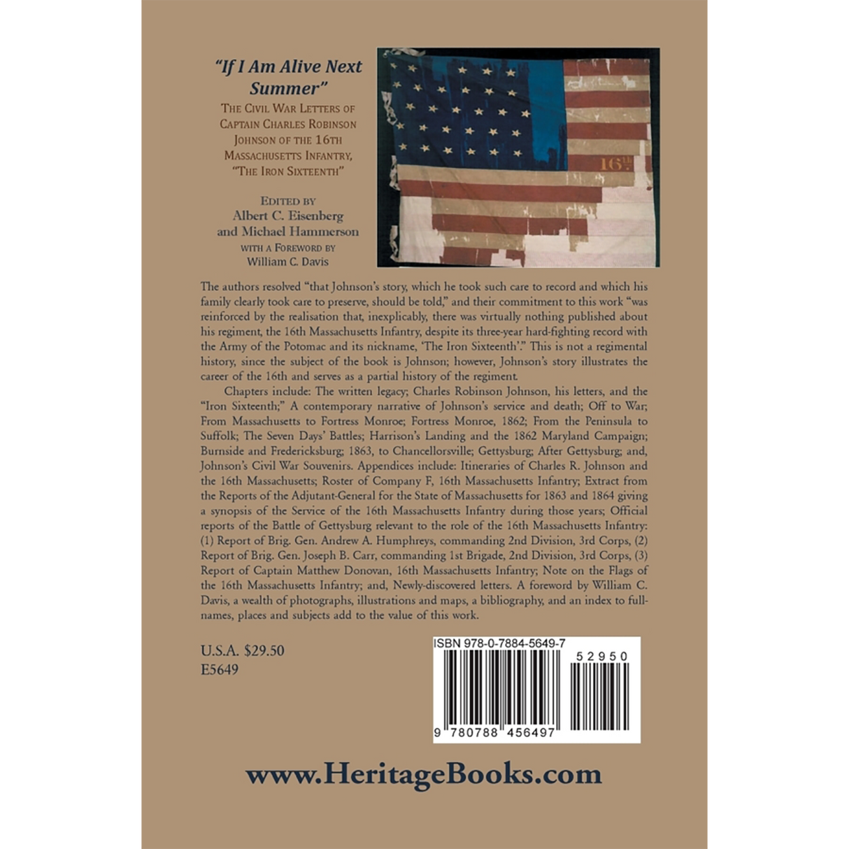 "If I am alive next Summer": The Civil War Letters of Captain Charles Robinson Johnson of the 16th Massachusetts Infantry back cover