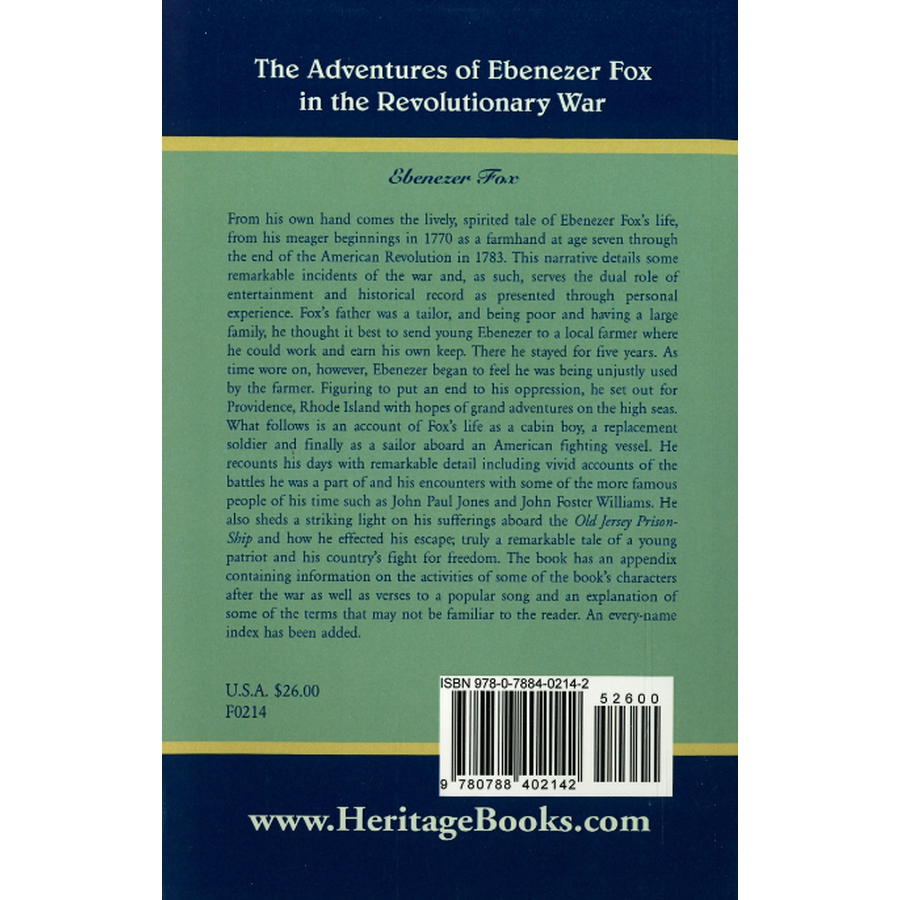 The Adventures of Ebenezer Fox in the Revolutionary War back cover