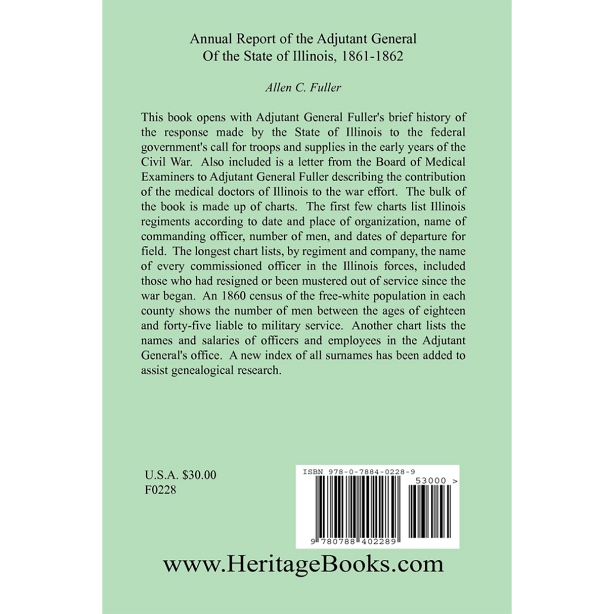 Annual Report of the Adjutant General of the State of Illinois, 1861-1862 back cover