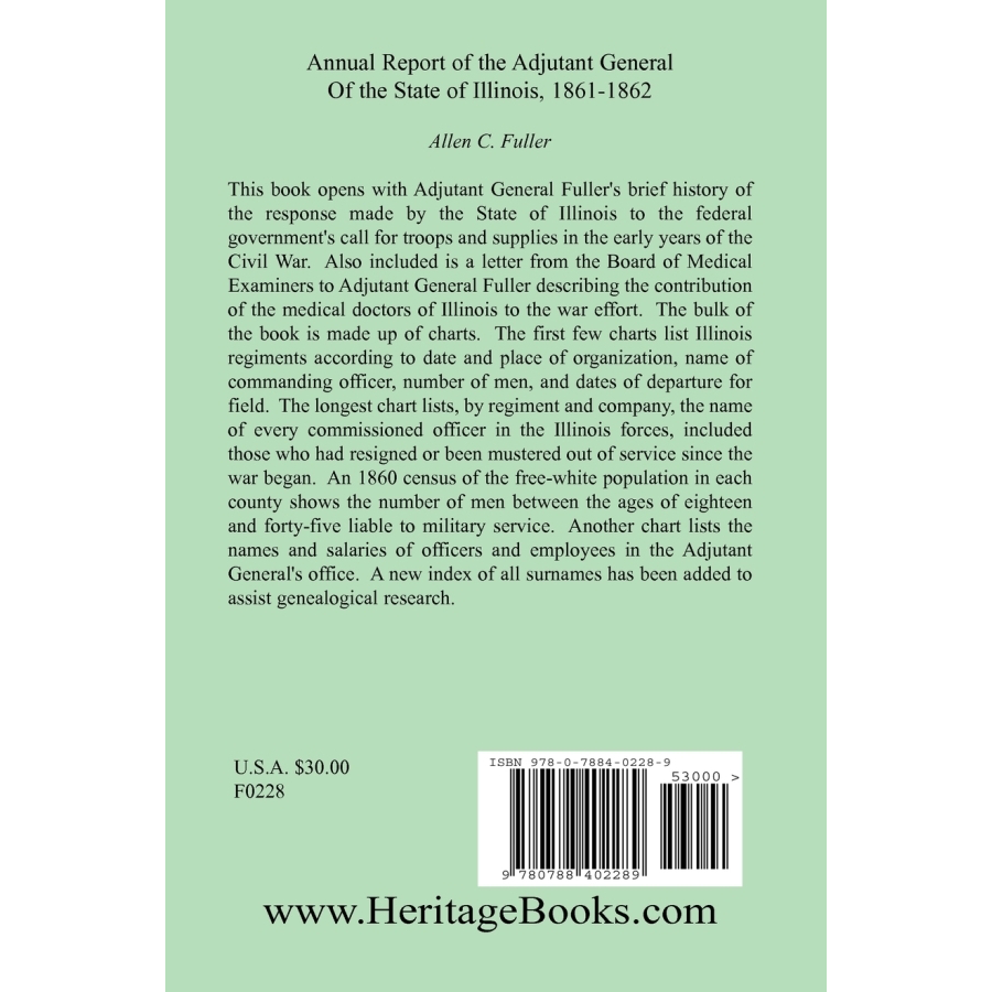 Annual Report of the Adjutant General of the State of Illinois, 1861-1862 back cover