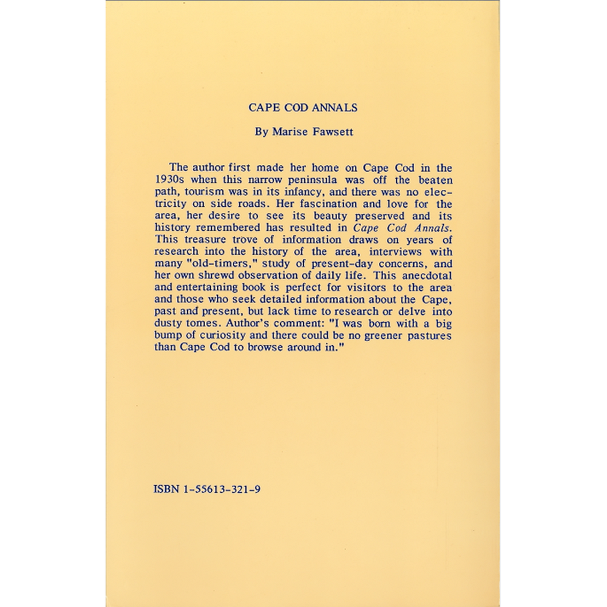 Cape Cod [Massachusetts] Annals back cover