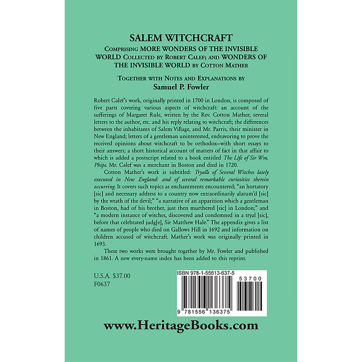 Salem Witchcraft back cover