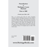 Naturalizations of Washington County, Maryland Prior to 1880 back cover