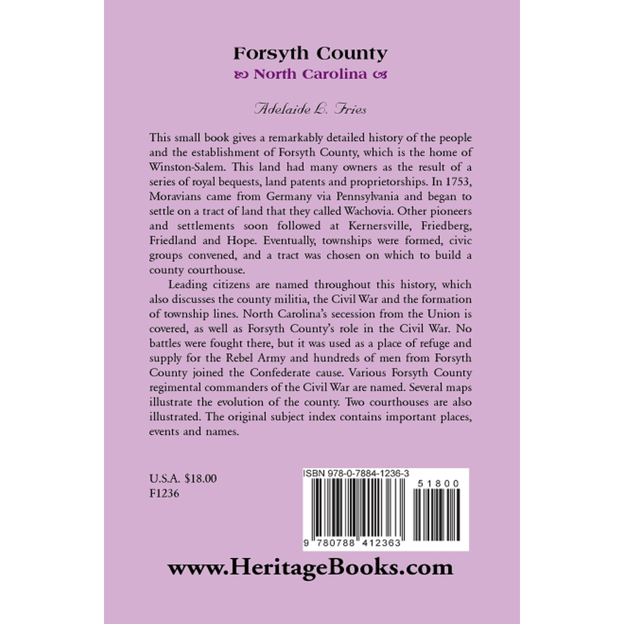 back cover of Forsyth County (North Carolina)