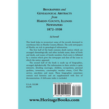 Biographics and Genealogical Abstracts from Hardin County, Illinois, Newspapers, 1872-1938 back cover