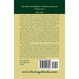 The Dutch and Quaker Colonies in America Volume 1 back cover