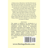 A Genealogical Register of the First Settlers of New England back cover