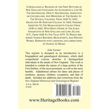A Genealogical Register of the First Settlers of New England back cover