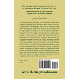 The History and Antiquities of the City of St. Augustine, Florida back cover