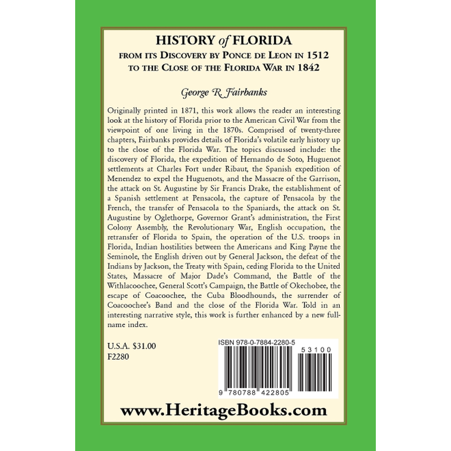 History of Florida back cover