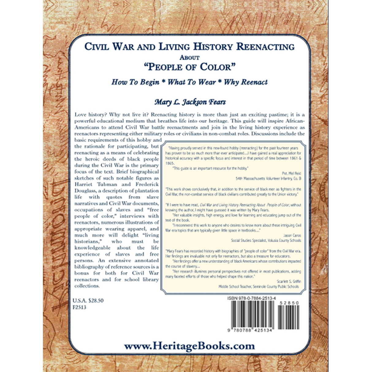 Civil War and Living History Reenacting About "People of Color": How to Begin, What to Wear, Why Reenact back cover