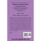 Genealogical Record of the Descendants of Christian and Hans Meyer and Other Pioneers back cover