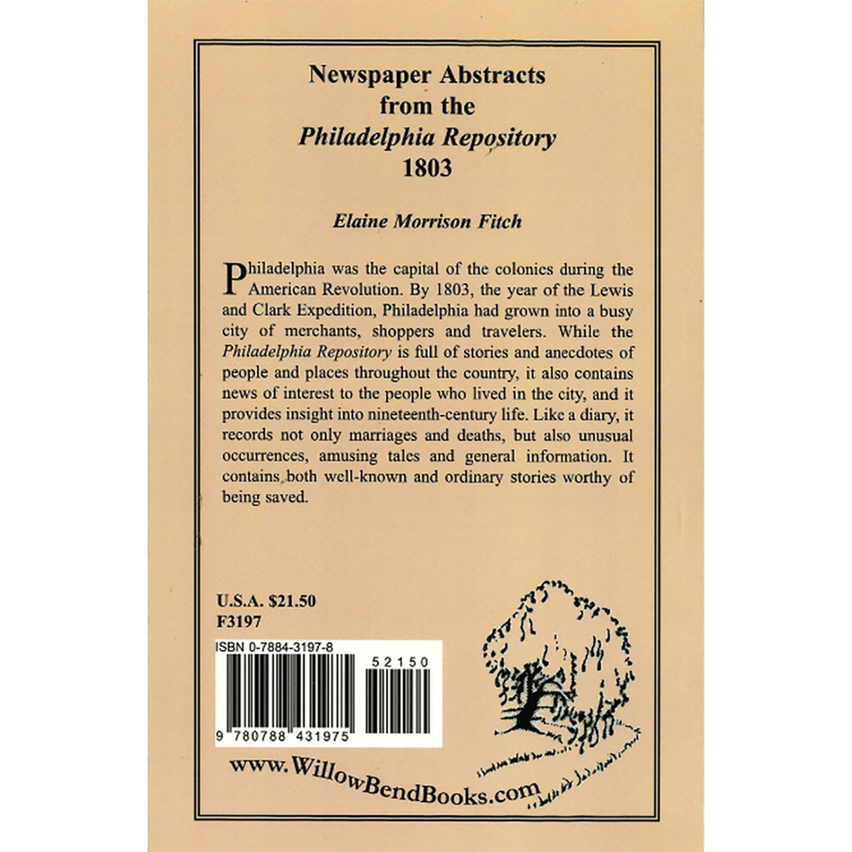 Newspaper Abstracts from the "Philadelphia Repository", 1803 back cover