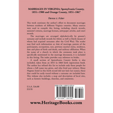 Marriages in Virginia, Spotsylvania County 1851-1900 and Orange County, 1851-1867 back cover