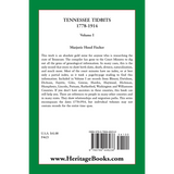 Tennessee Tidbits, 1778-1914, Volume I back cover