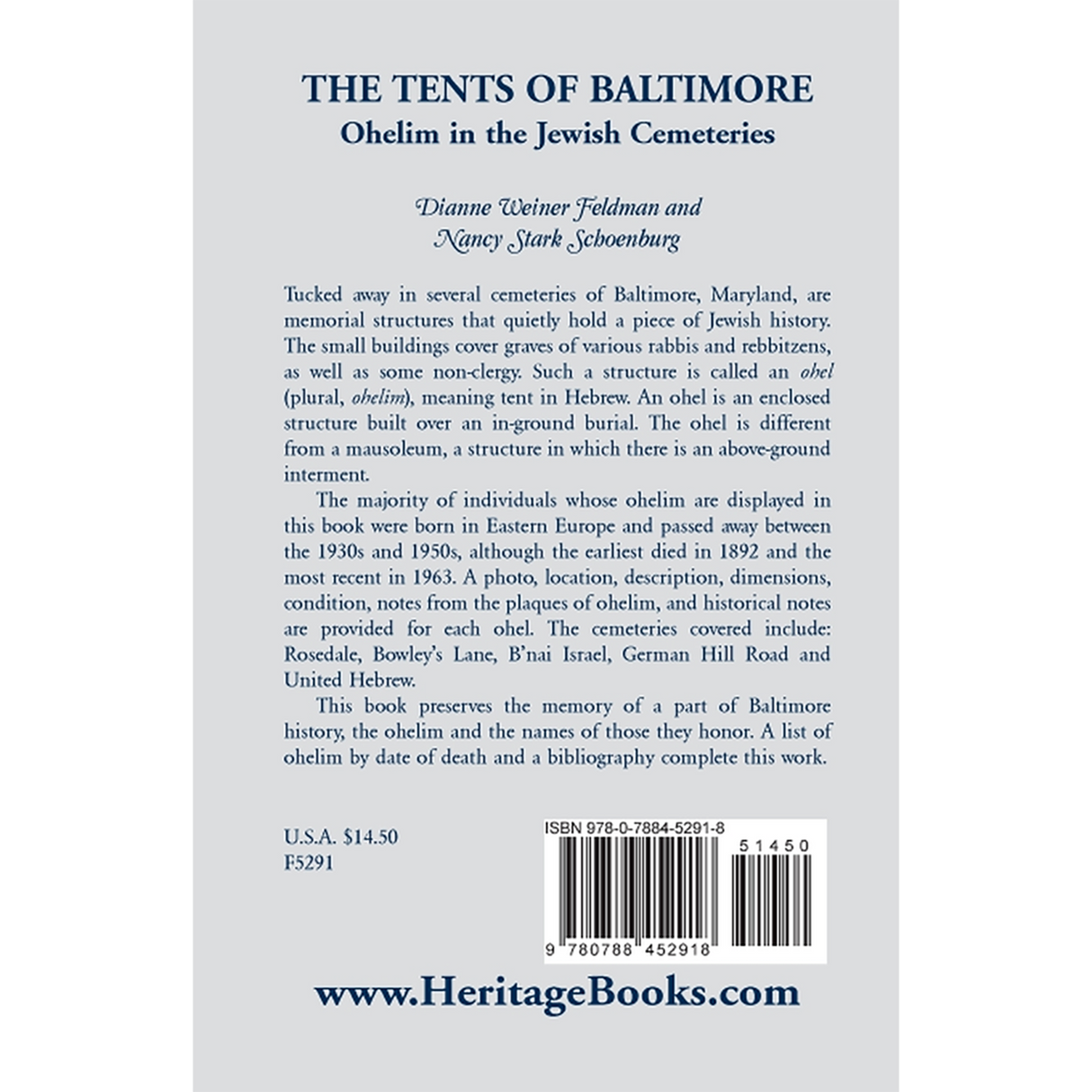 The Tents of Baltimore: Ohelim in the Jewish Cemeteries back cover