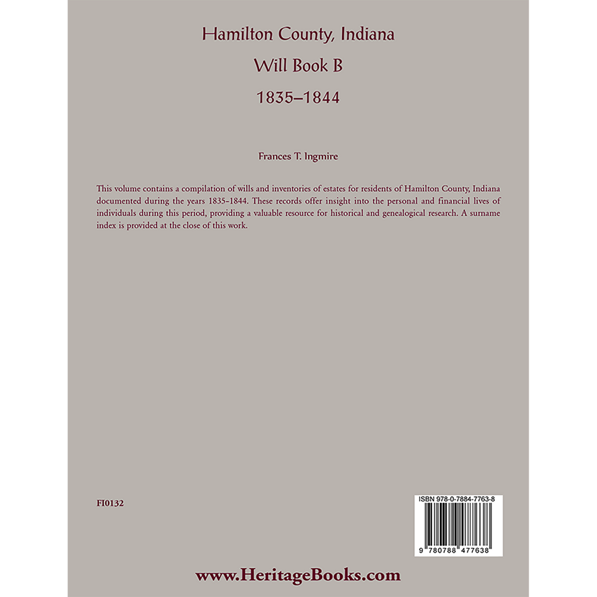 Hamilton County, Indiana Will Book B, 1835-1844