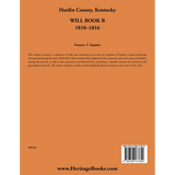 Hardin County, Kentucky Will Book B, 1810-1816