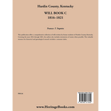 Hardin County, Kentucky Will Book C, 1816-1821 back cover