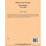 Hardin County, Kentucky Will Book A, 1793-1809 back cover