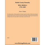Hardin County, Kentucky Will Book A, 1793-1809 back cover