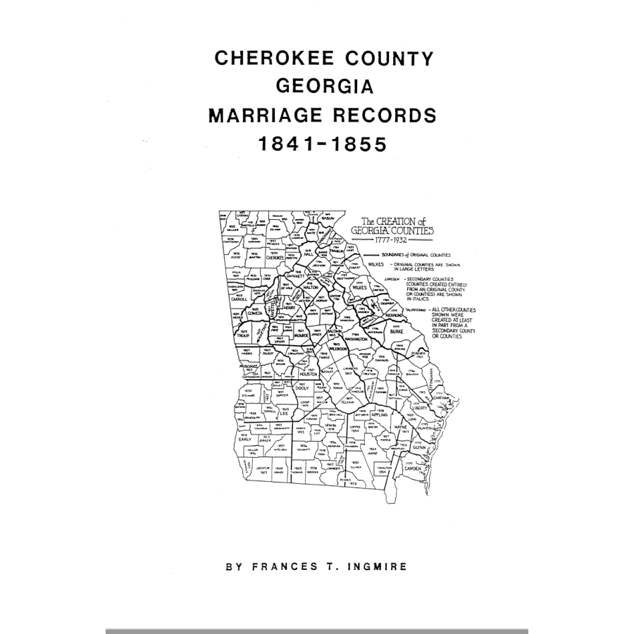 Cherokee County, Georgia Marriages 1841-1855