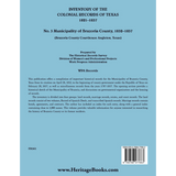 Inventory of the Colonial Archives of Texas: Municipality of Brazoria County, Texas 1832-1837 back cover