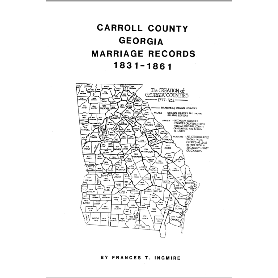 Carroll County, Georgia Marriages 1831-1861