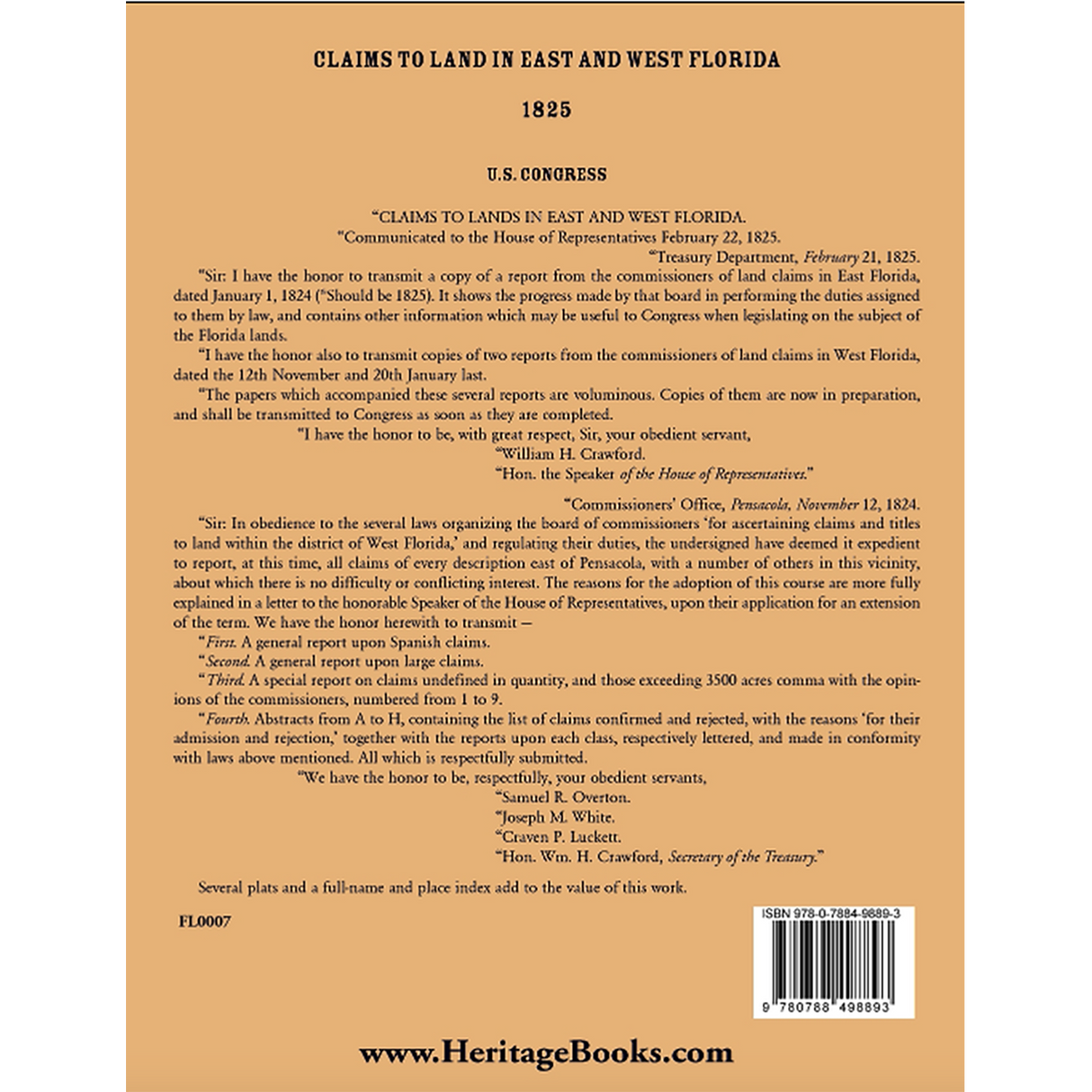 Claims to Land in East and West Florida 1825 back cover