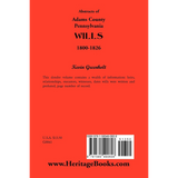 Abstracts of Adams County, Pennsylvania Wills 1800-1826 back cover