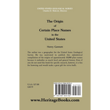 The Origin of Certain Place Names in the United States back cover