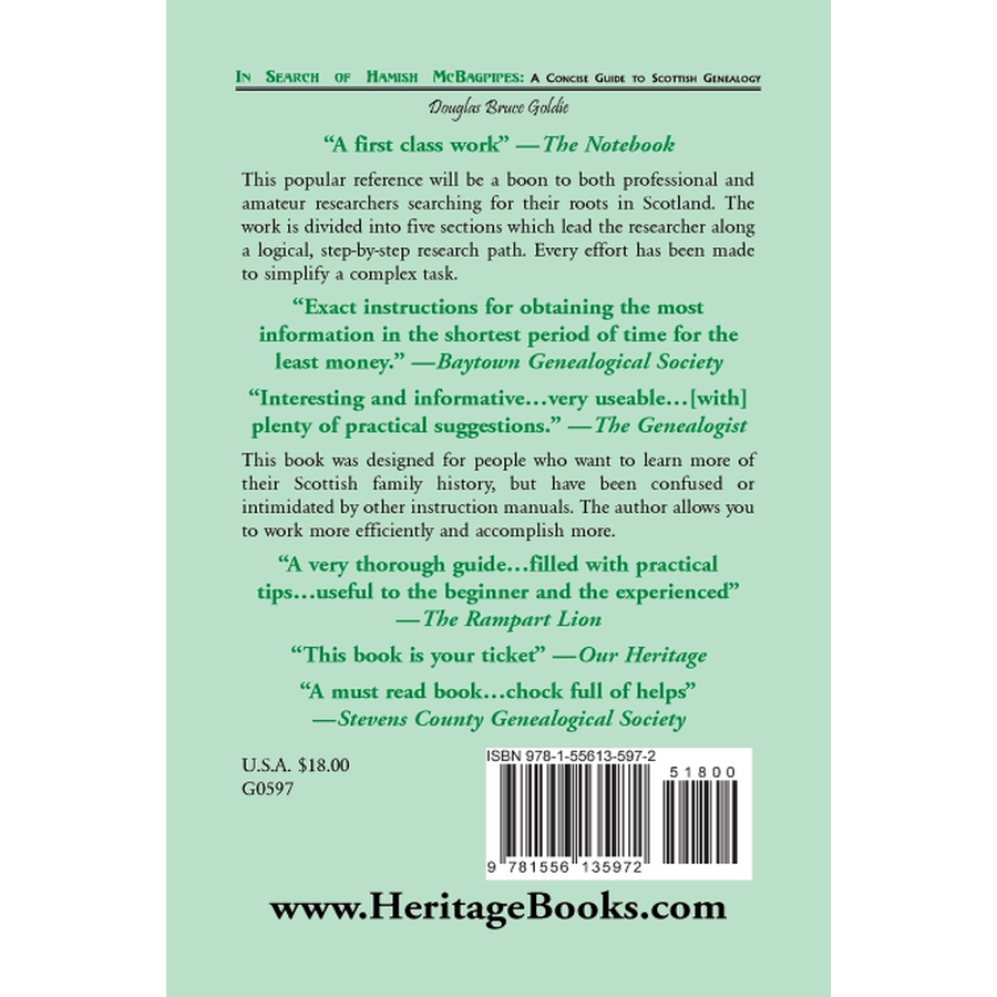 In Search of Hamish McBagpipes: A Concise Guide to Scottish Genealogy back cover