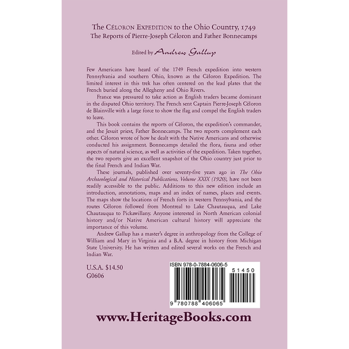 The Céloron Expedition to the Ohio Country, 1749: The Reports of Pierre-Joseph Céloron and Father Bonnecamps back cover